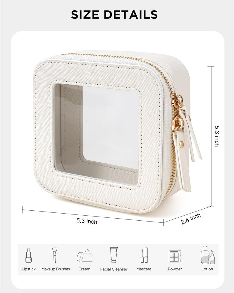 LETGO Clear Makeup Bags Small, Small Clear Makeup Bag for Purse,Mini Makeup Pouch Purse Organizer Fit Carry-on Travel Essentials,Cute Cosmetic Bags for Car Accessories for Women (Mini-White) - Image 2